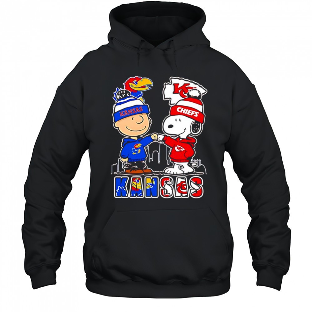 Charlie Brown and Snoopy x Kansas Jayhawks and Kansas City Chiefs shirt