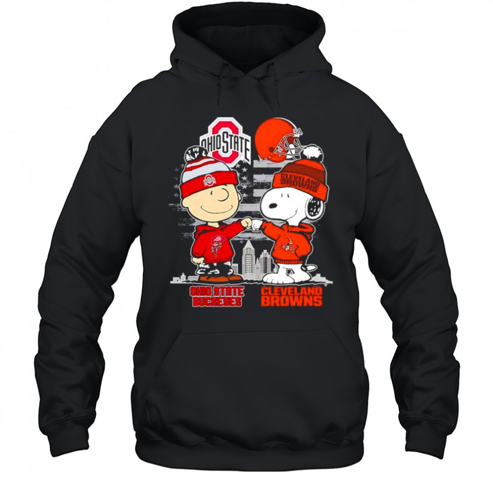 Charlie Brown and Snoopy x Ohio State Buckeyes Cleveland Browns logo shirt