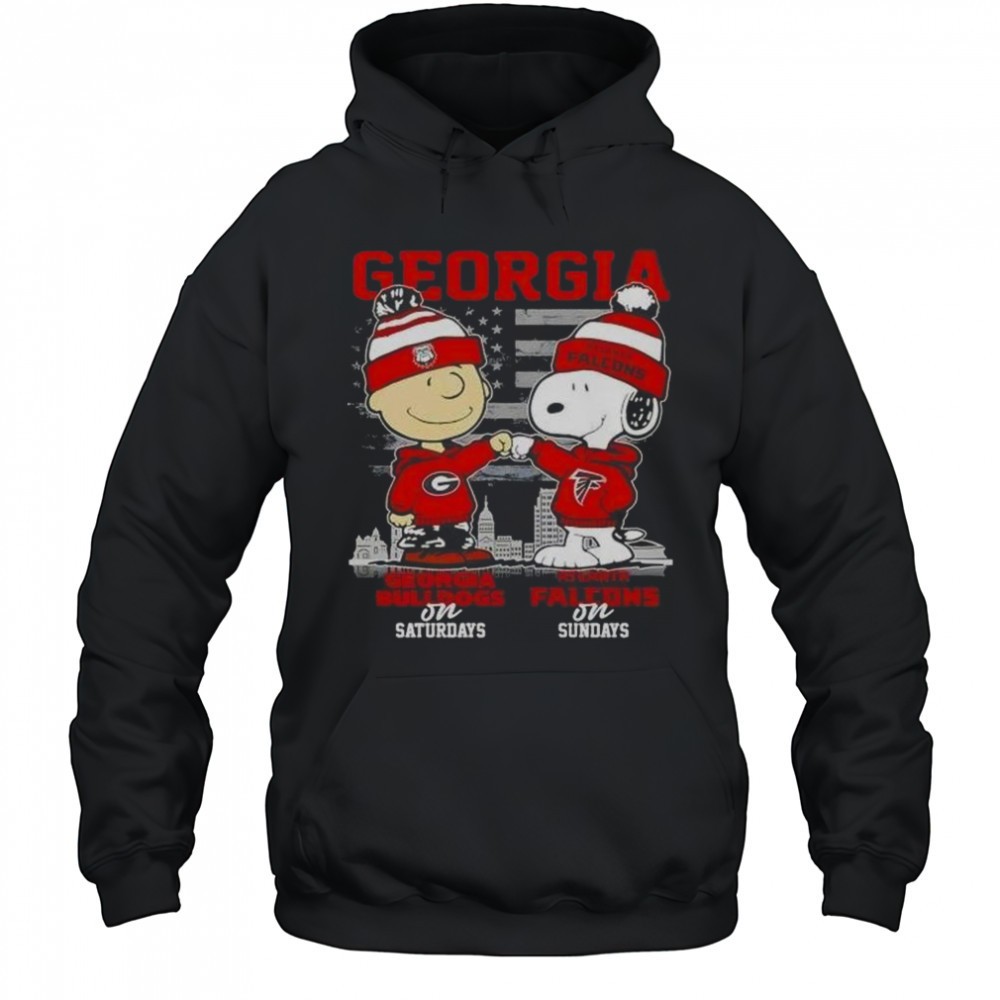 Charlie Brown Georgia Bulldogs On Saturdays X Snoopy Atlanta Falcons On Sundays Skyline T-Shirt