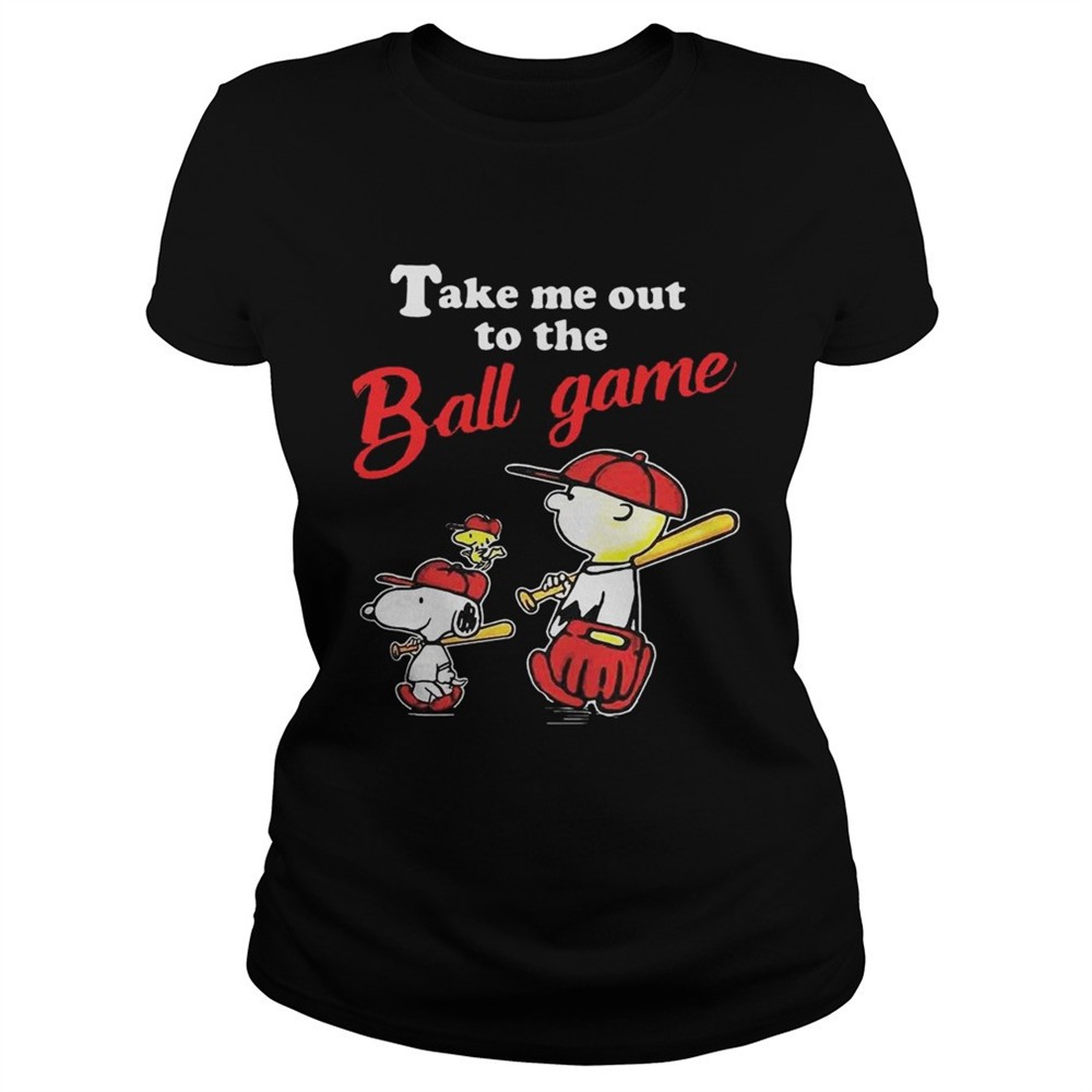 Charlie Brown Snoopy And Woodstock Take Me Out To The Ball Game tshirt