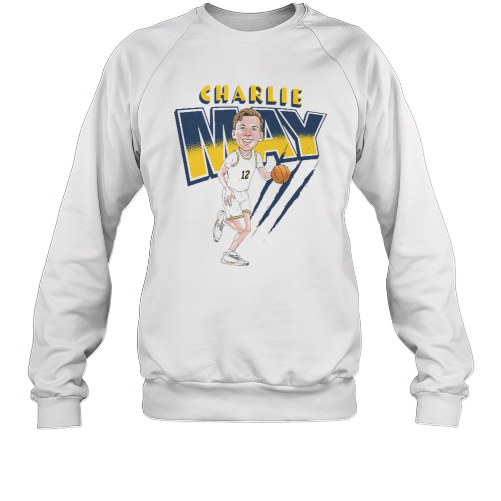 Charlie May Illustrated Michigan Wolverines Basketball Big Ten Conference Cartoon T-shirt