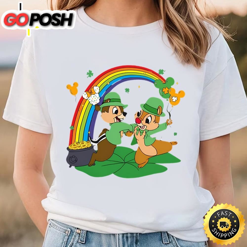 Cheap Rainbow Chip N Dale Disney St Patricks Day Shirt Shamrock Shirt