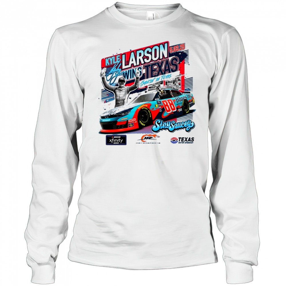 checkered-flag-sports-kyle-larson-2025-xfinity-series-andys-frozen-custard-300-r-xvvz1b3v Checkered Flag Sports Kyle Larson 2025 Xfinity Series Andys Frozen Custard 300 Race Winner Texas Signature 2025 t-shirt