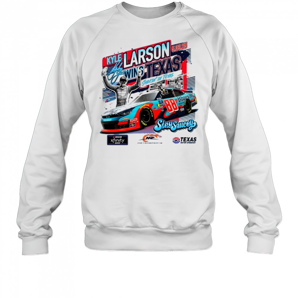 checkered-flag-sports-kyle-larson-2025-xfinity-series-andys-frozen-custard-300-r-xvvz1b3v Checkered Flag Sports Kyle Larson 2025 Xfinity Series Andys Frozen Custard 300 Race Winner Texas Signature 2025 t-shirt