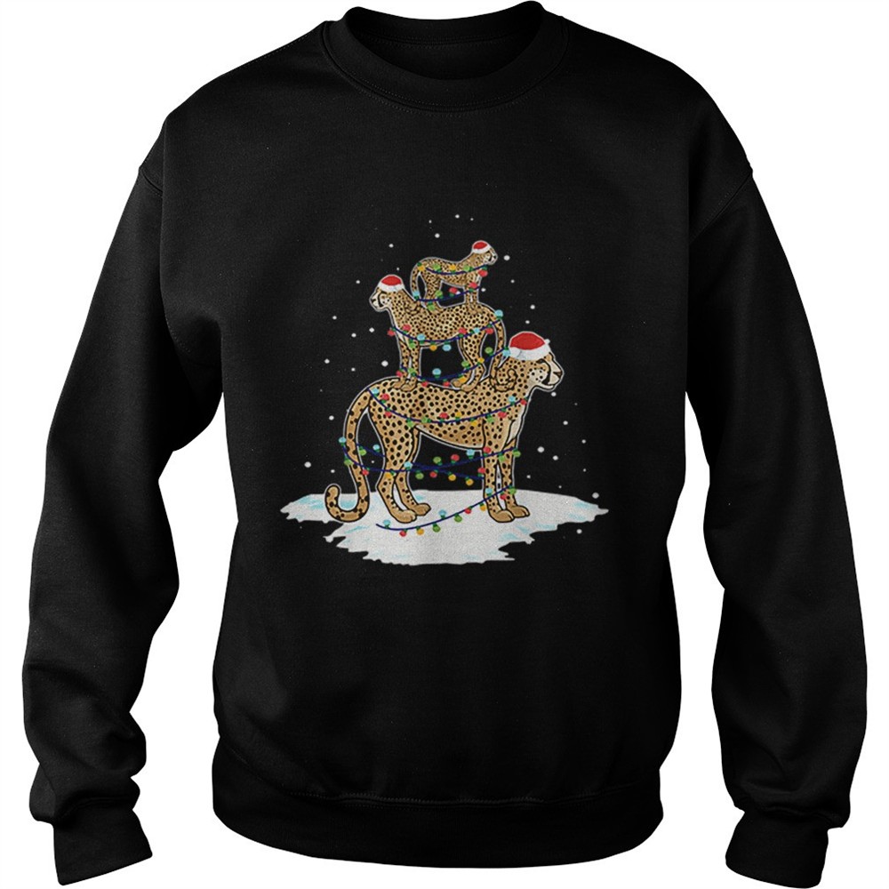 Cheetah Santa Christmas Light Tree shirt