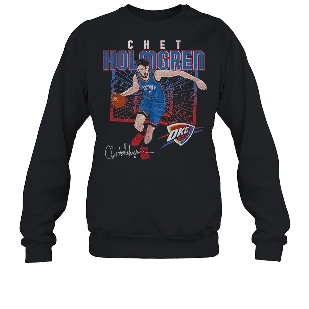 Chet Holmgren Oklahoma City Thunder MLB Basketball Player Shattered Signature Shirt