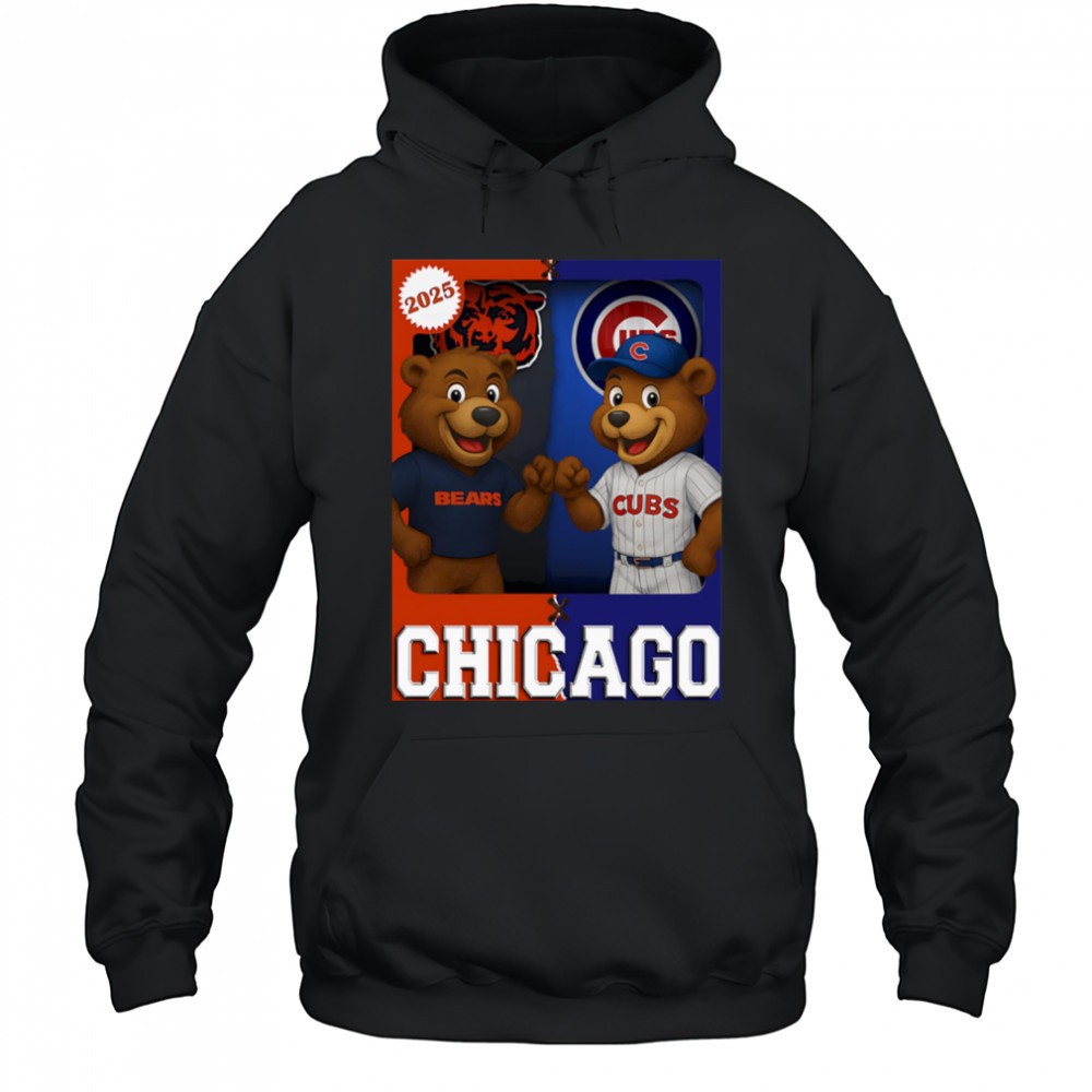 Chicago Bears and Chicago Cubs mascot play card shirt