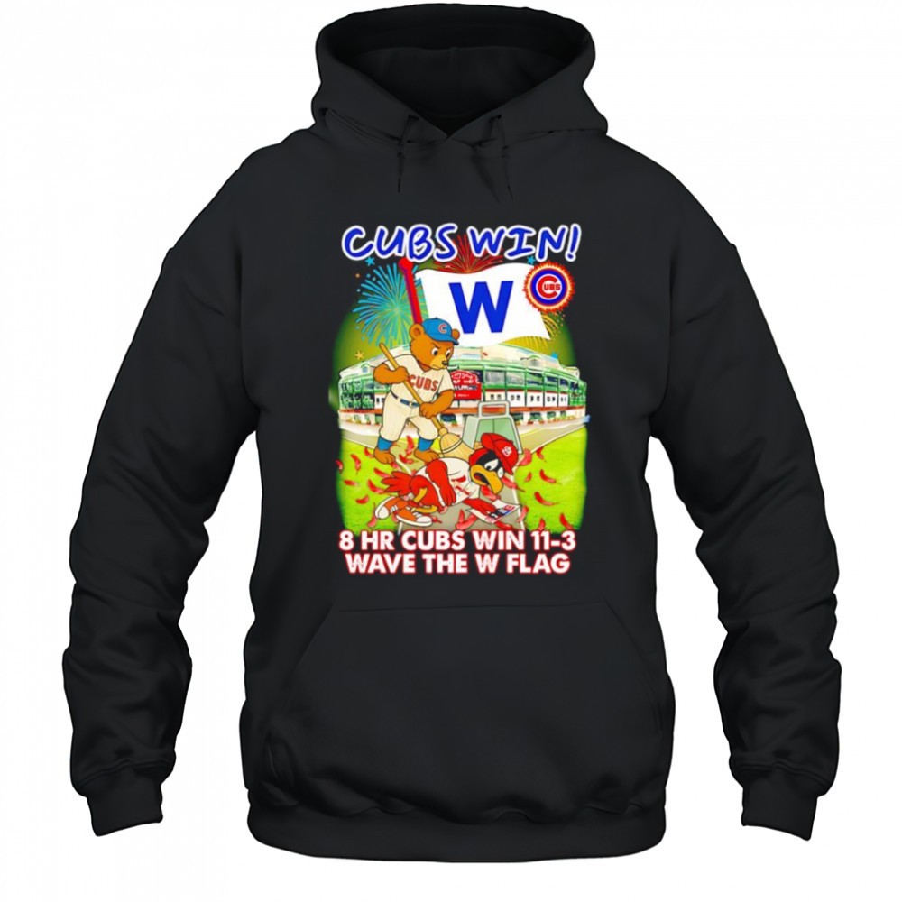 Chicago Cubs win 8 HR Cubs win 11-3 wave the W flag mascot shirt