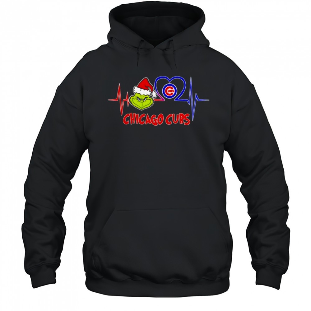 Chicago Cubs x Grinch Santa Heartbeat Love Logo Merry Christmas Shirt