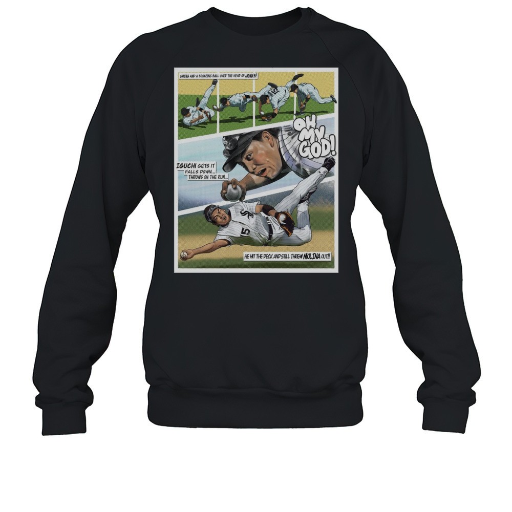 Chicago White Sox Swing And A Bouncing Ball Over The Head Of Jenks Iguchi Gets It Falls Down Poster T-shirt