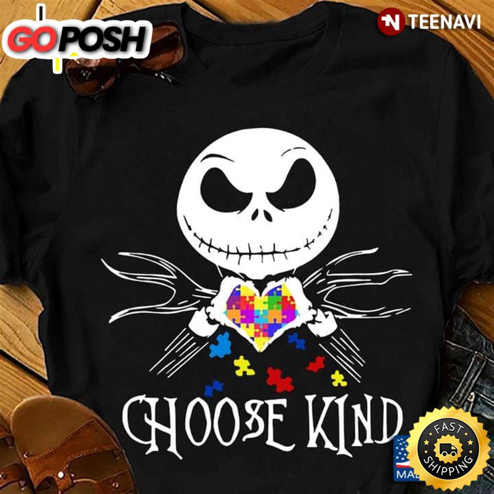 Choose Kind Jack Skellington Autism Awareness T-Shirt