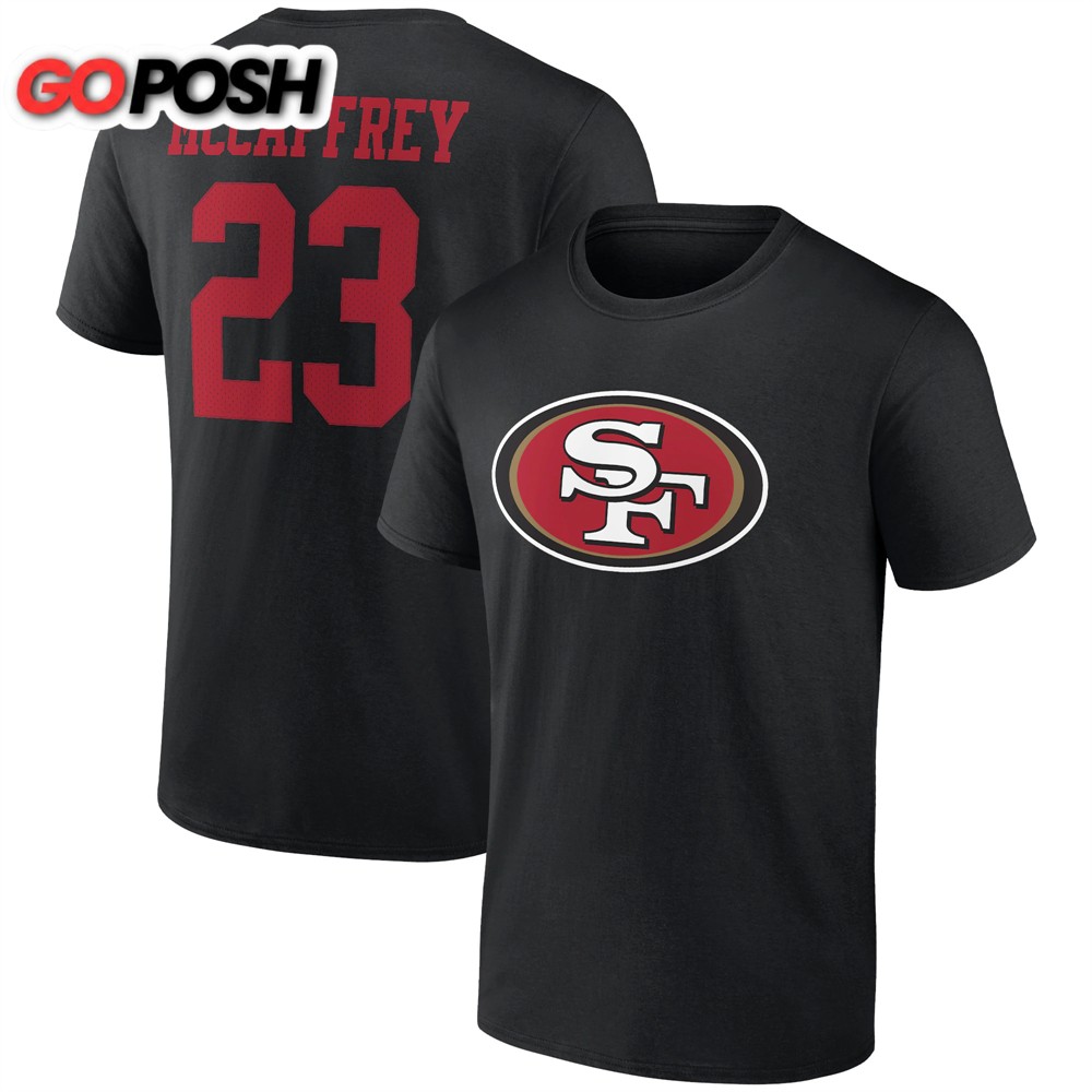 Christian McCaffrey San Francisco 49ers Branded Icon Player Name & Number Black T-shirt