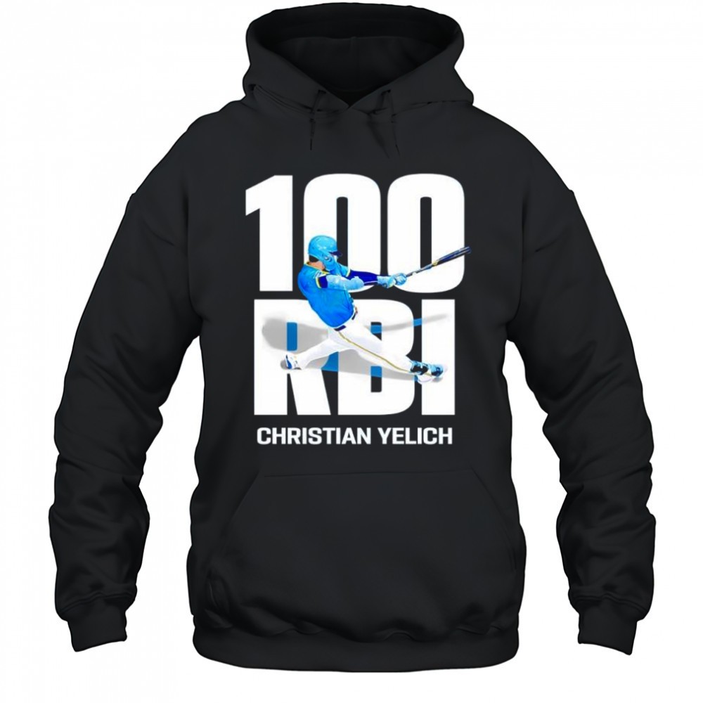 Christian Yelich Milwaukee Brewers baseball Back in the 100 club shirt