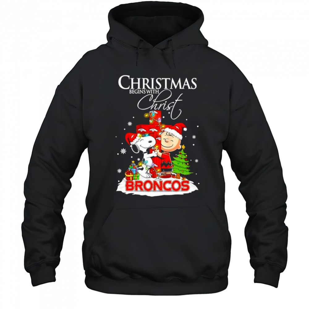 Christmas begins with Christ Denver Broncos x Snoopy and Charlie Brown shirt