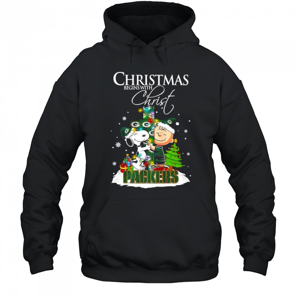 Christmas begins with Christ Green Bay Packers x Snoopy and Charlie Brown shirt