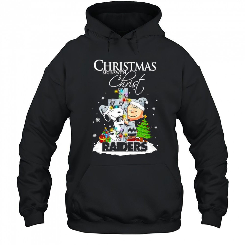 Christmas begins with Christ Las Vegas Raiders x Snoopy and Charlie Brown shirt