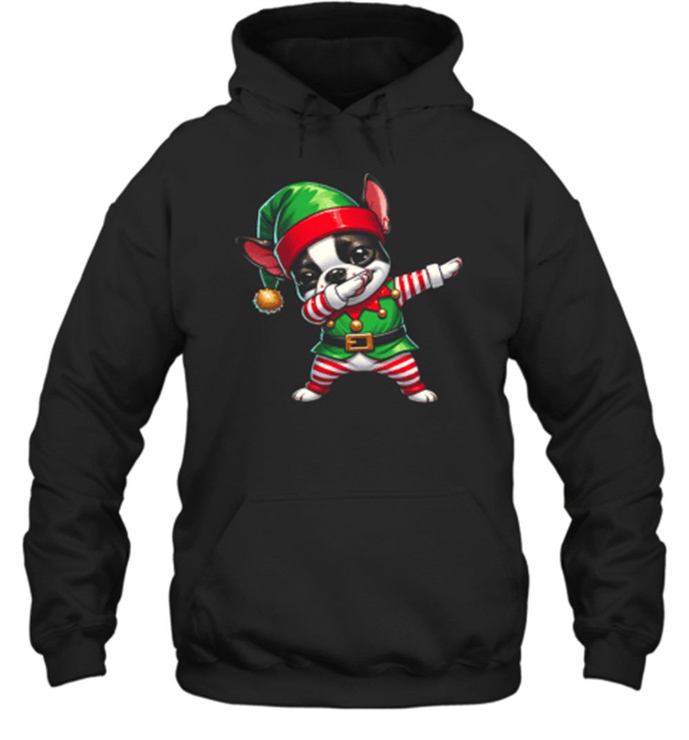 Christmas Boston Terrier Elf Funny Boston Terrier Lover T-Shirt
