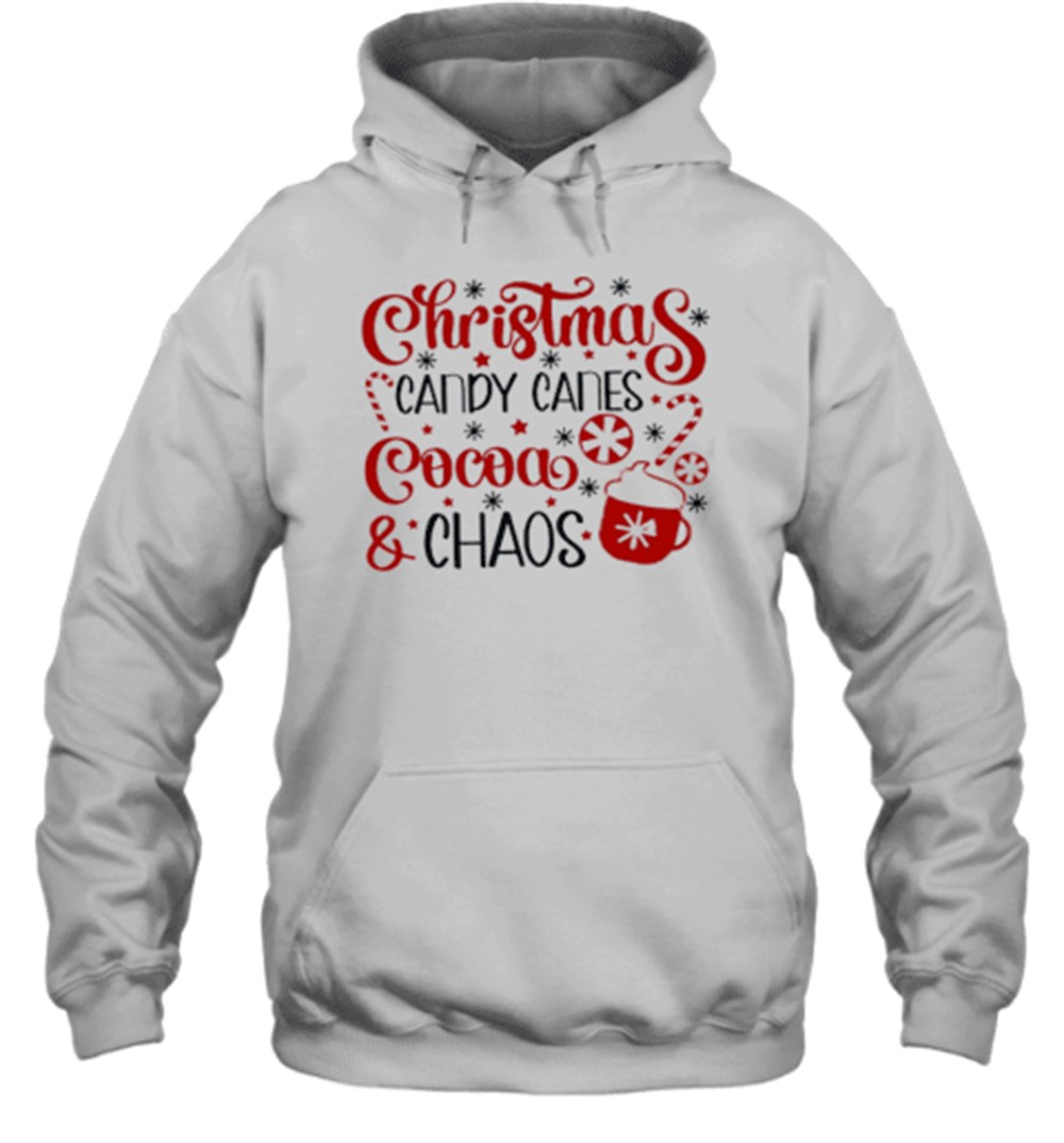 Christmas Candy Canes Cocoa And Chaos Teacher T-Shirt