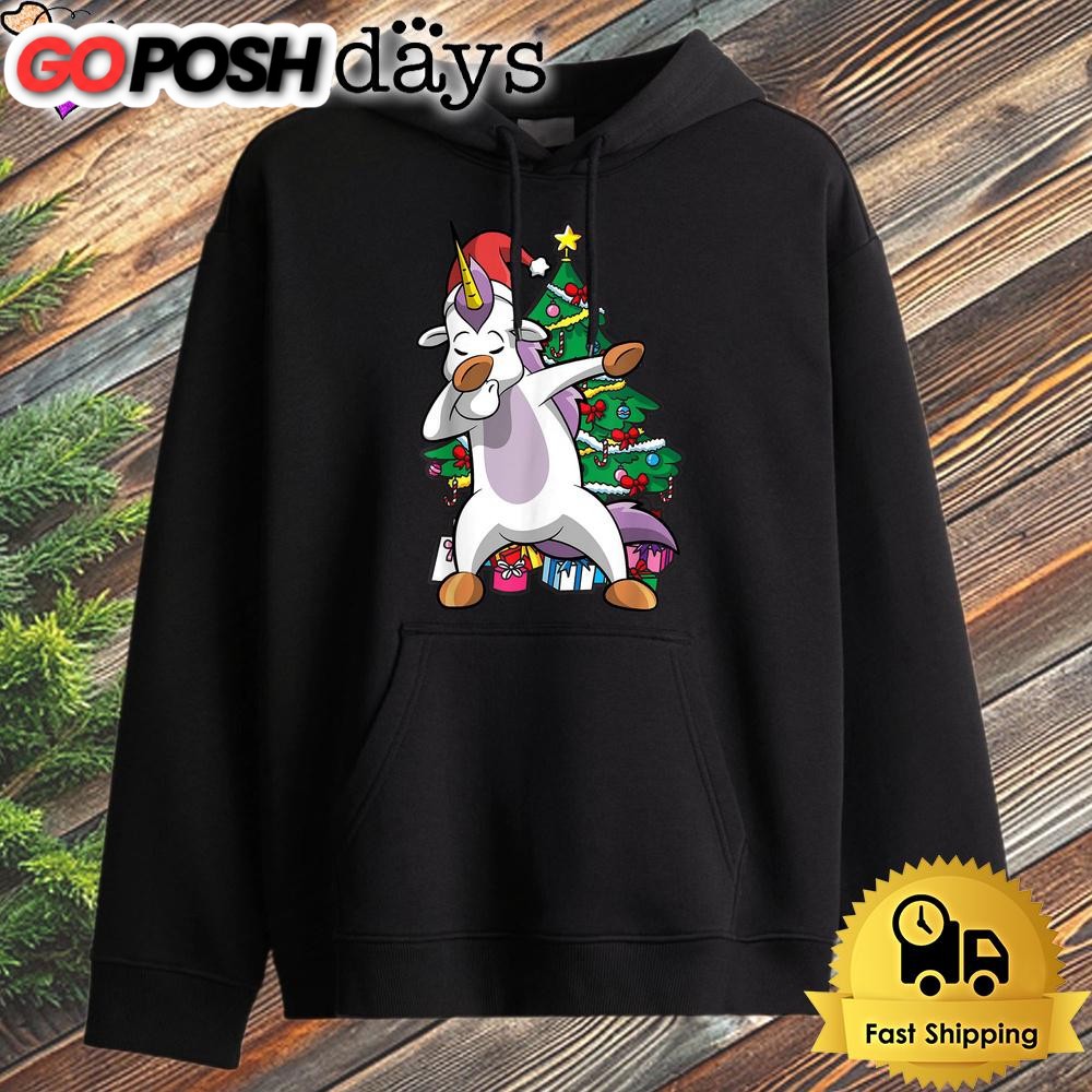 Christmas Dabbing Unicorn Women Girls Cute Hoodie