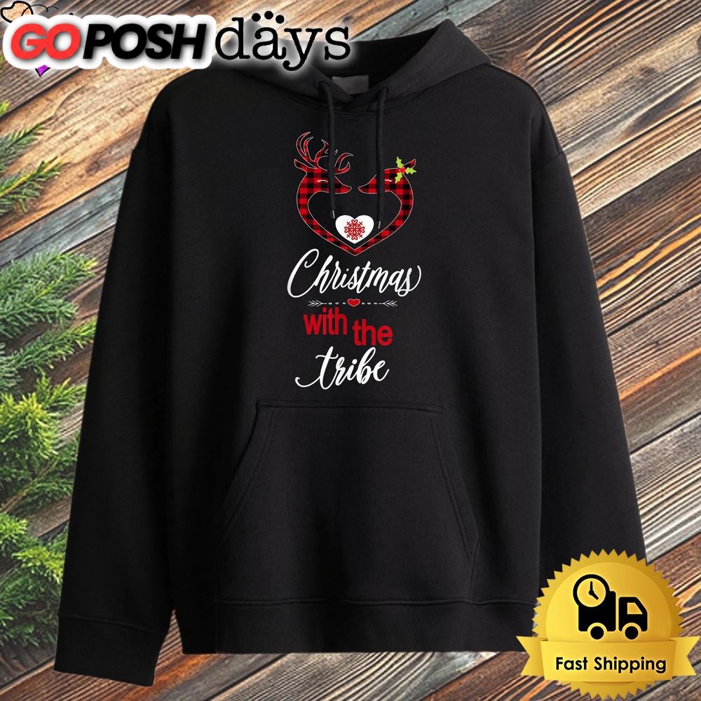 Christmas Family Gift Xmas With The Tribe Heart Reindeer Hoodie