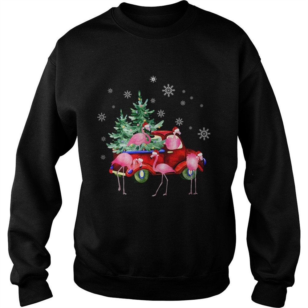 Christmas Flamingo Truck Funny Flamingo Santa Tree Xmas Gift shirt