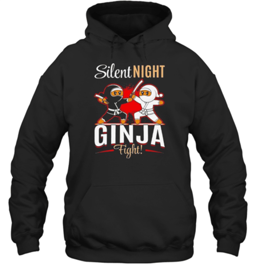Christmas Gingerbread Silent Night Ginja Fight Cartoon T-Shirt