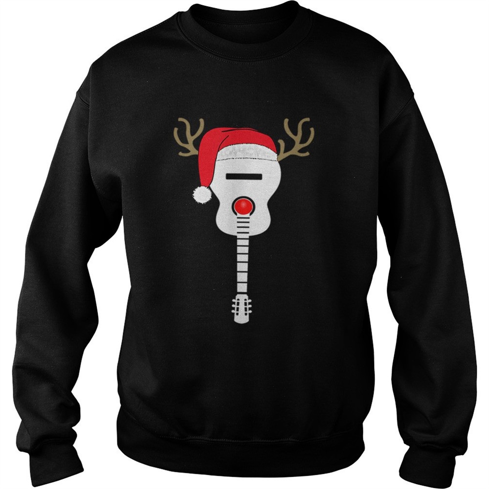 Christmas Guitar santa hat reindeer antlers for kids adults shirt