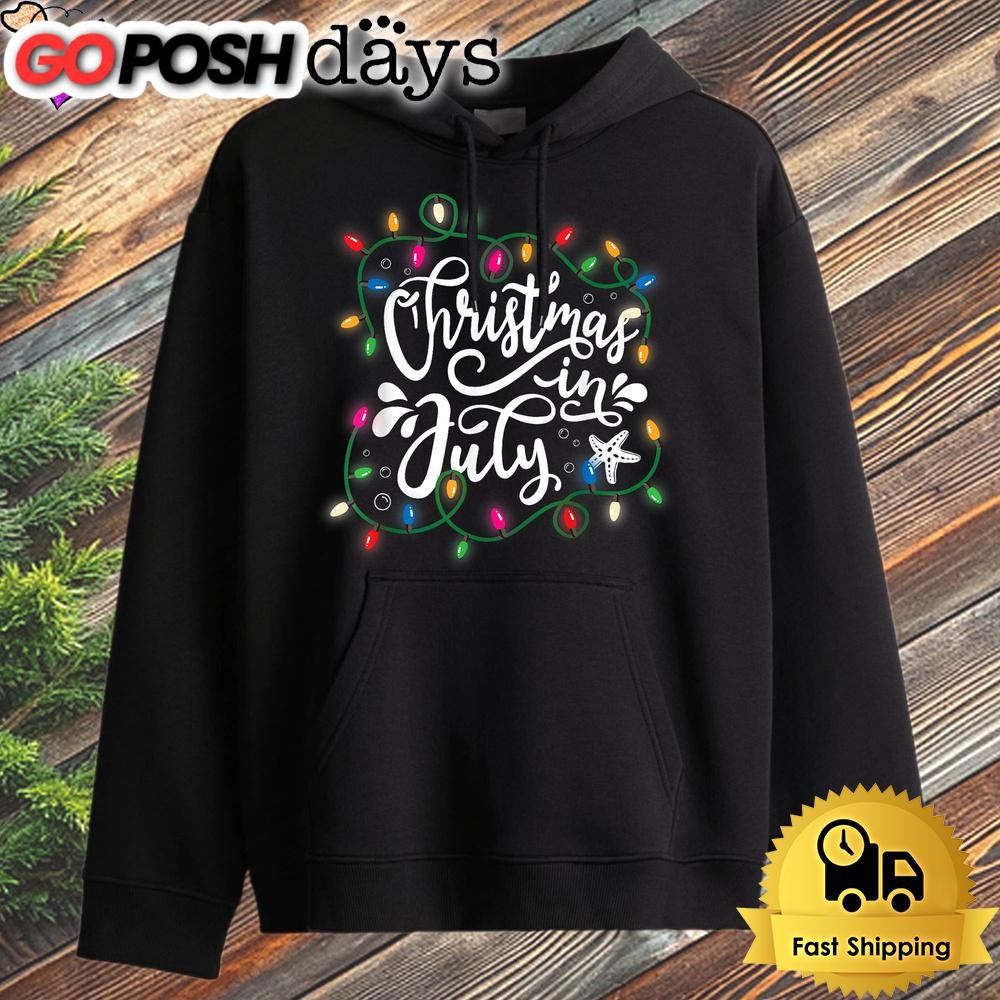 Christmas In July Lights Funny Summer Xmas Hoodie