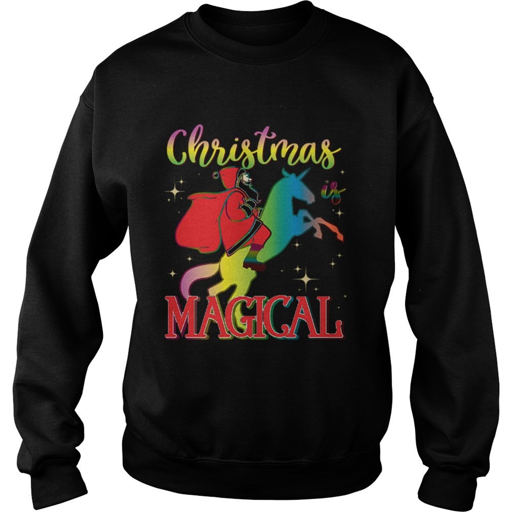 Christmas Is Magical Santa Riding Unicorn Holiday Shirt