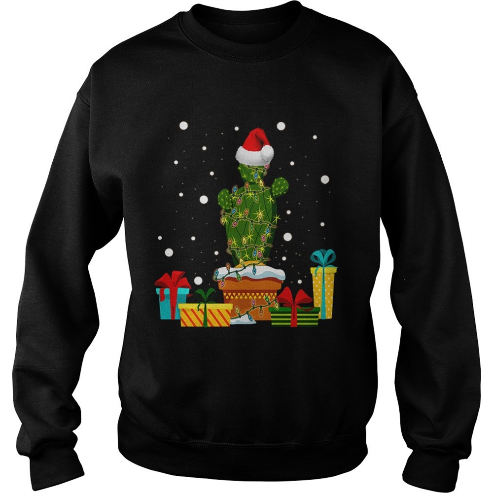 Christmas Lights Cactus Lover Funny Xmas shirt