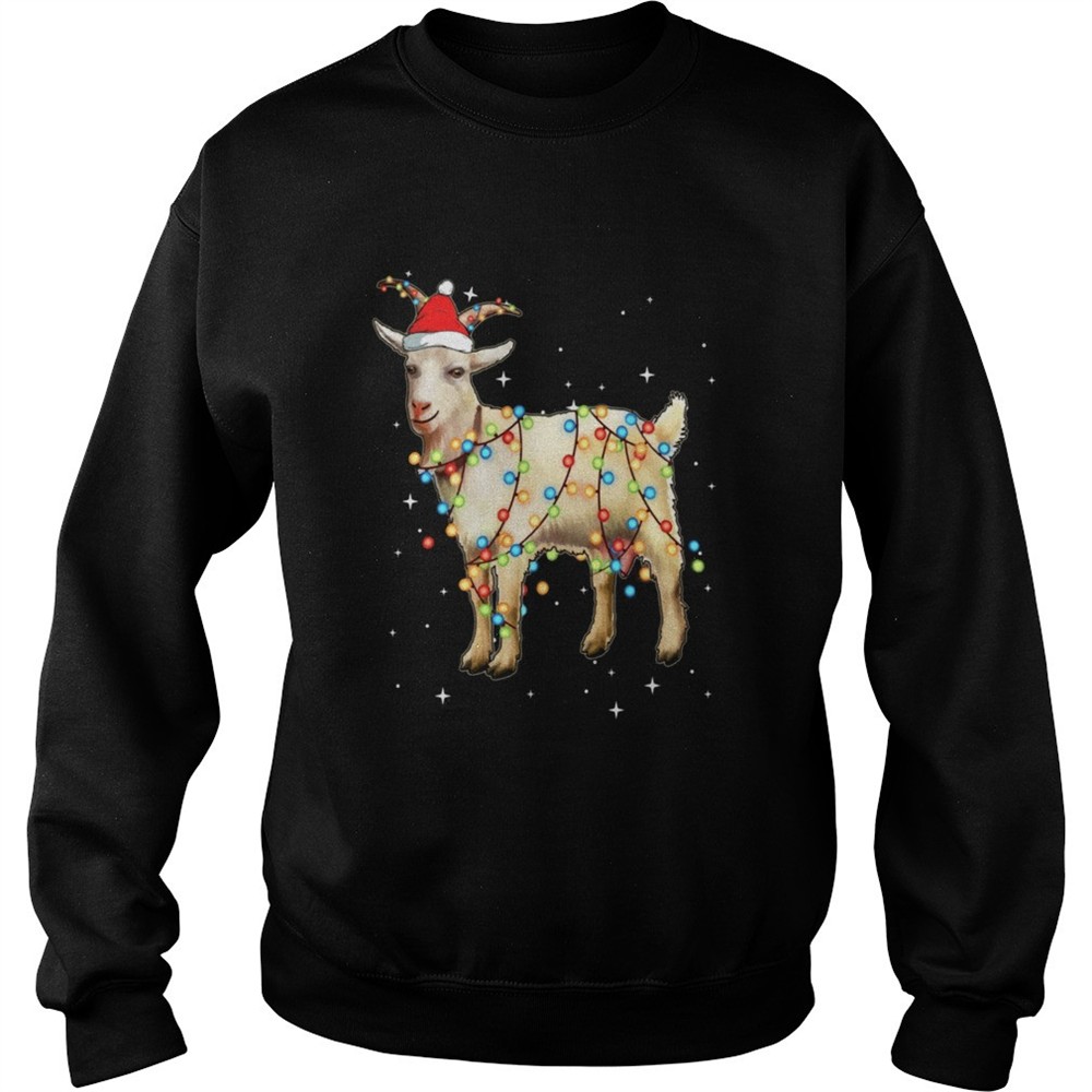 Christmas Lights Goat Wearing Santa Hat Funny Xmas shirt