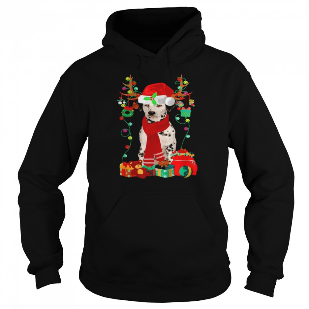Christmas Santa And Lights Dog Dalmatian Xmas Shirt