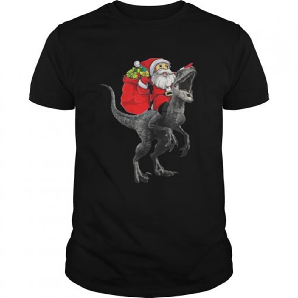 christmas-santa-riding-a-velociraptor-blue-shirt-v6g1ki7d Christmas Santa Riding A Velociraptor Blue Shirt
