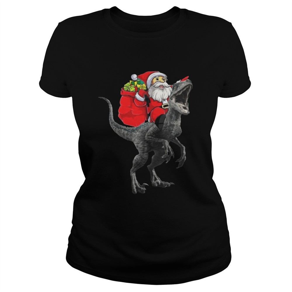 christmas-santa-riding-a-velociraptor-blue-shirt-v6g1ki7d Christmas Santa Riding A Velociraptor Blue Shirt