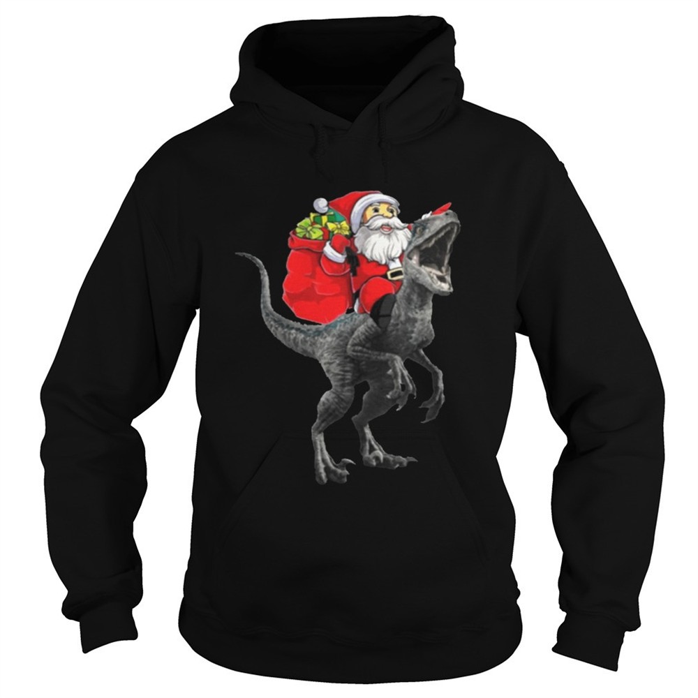 christmas-santa-riding-a-velociraptor-blue-shirt-v6g1ki7d Christmas Santa Riding A Velociraptor Blue Shirt