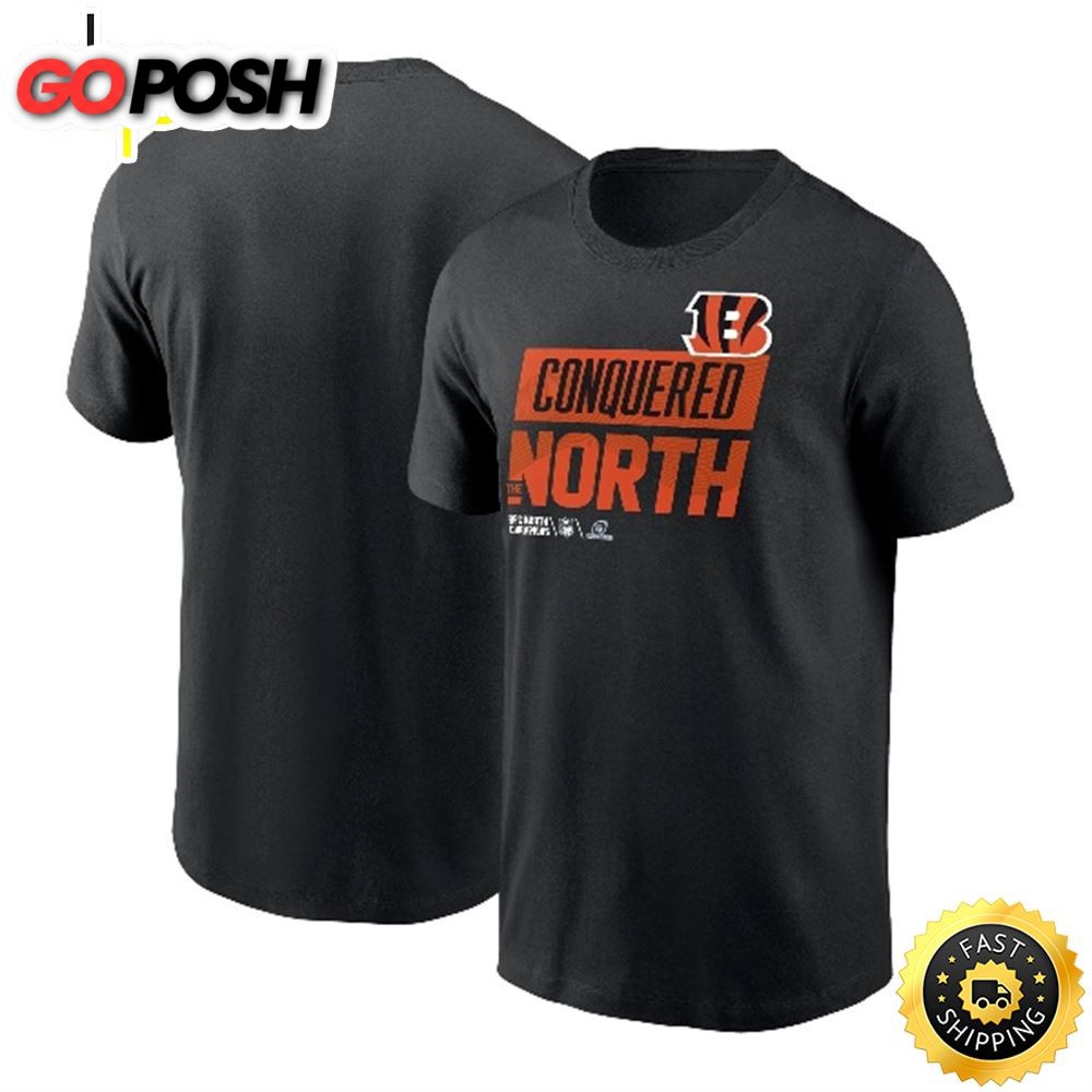 Cincinnati Bengals 2025 AFC North Division Champions Locker Room Trophy Collection Black T-shirt