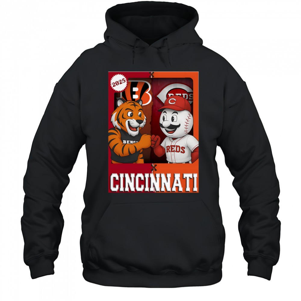 Cincinnati Bengals and Cincinnati Reds mascot play card shirt
