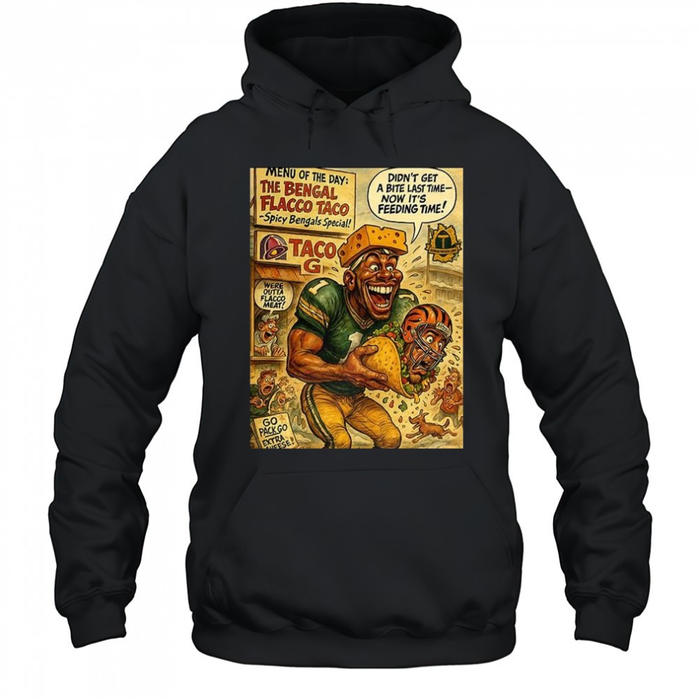 Cincinnati Bengals vs Green Bay Packers NFL 2025 The Bengal Flacco Taco caricature shirt
