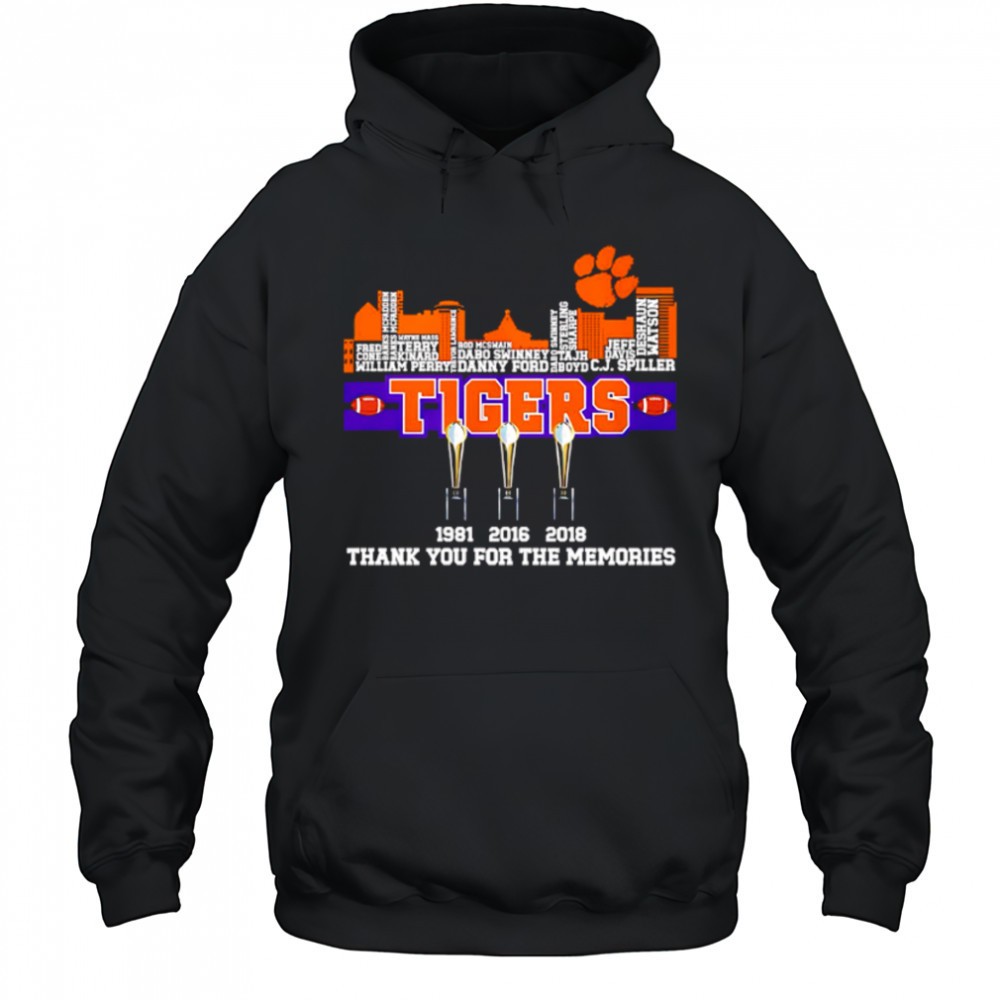 Clemson Tigers 1981-2016-2018 Champions Thank You For The Memories shirt