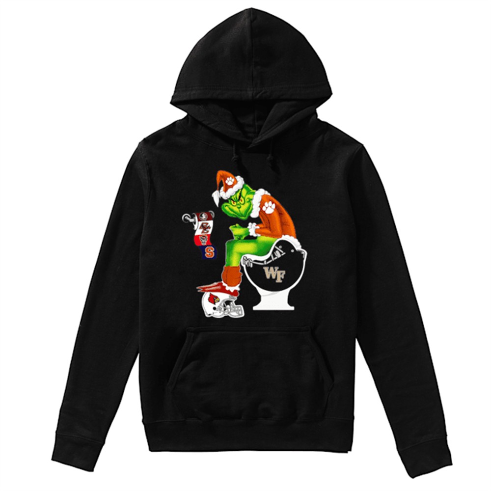 Clemson Tigers Grinch Santa Cardinals Arizona Wake Forest Demon Deacons Toilet shirt