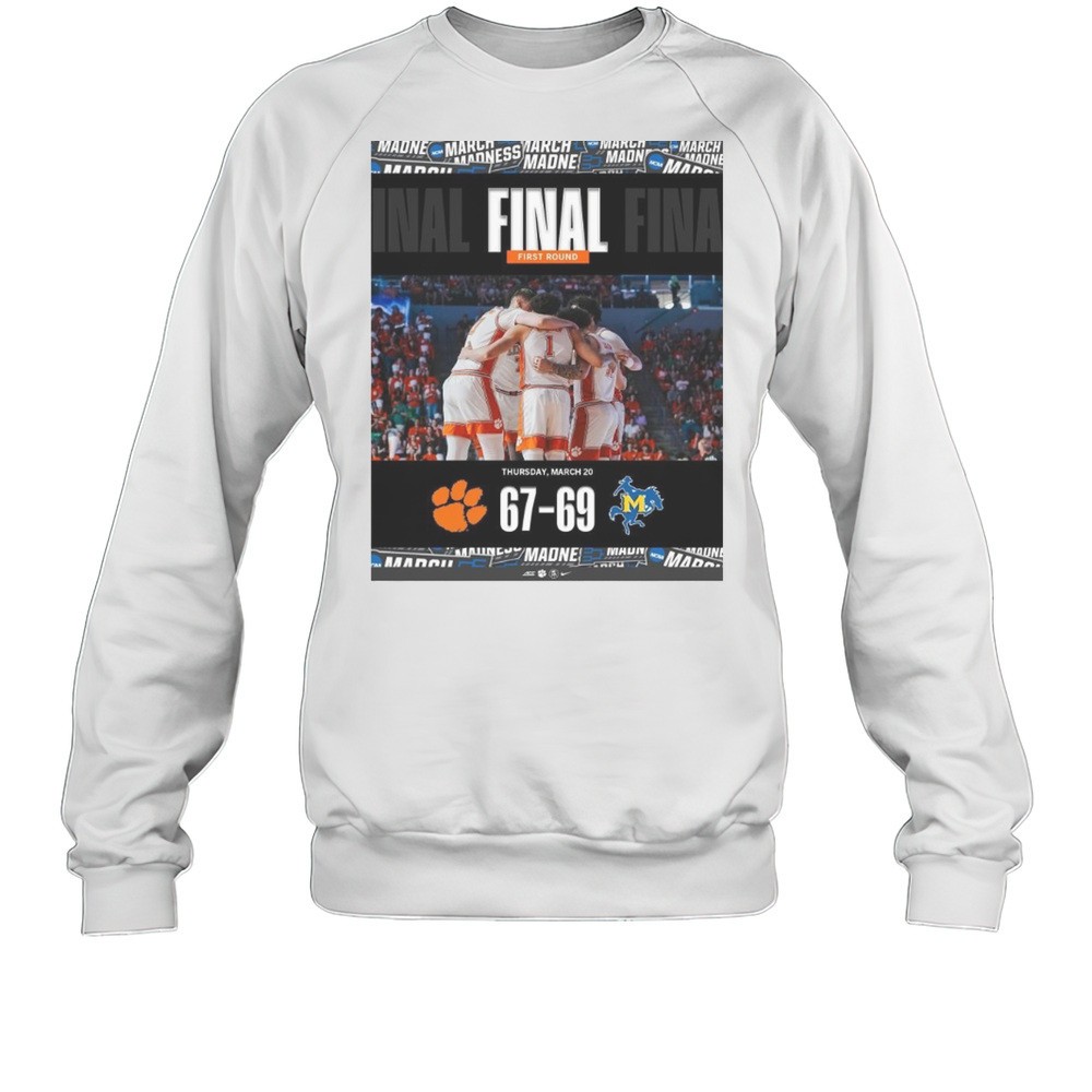 Clemson Tigers Vs McNeese State Cowboys Final First Round 67 69 Thursday March 20 2025 T-shirt