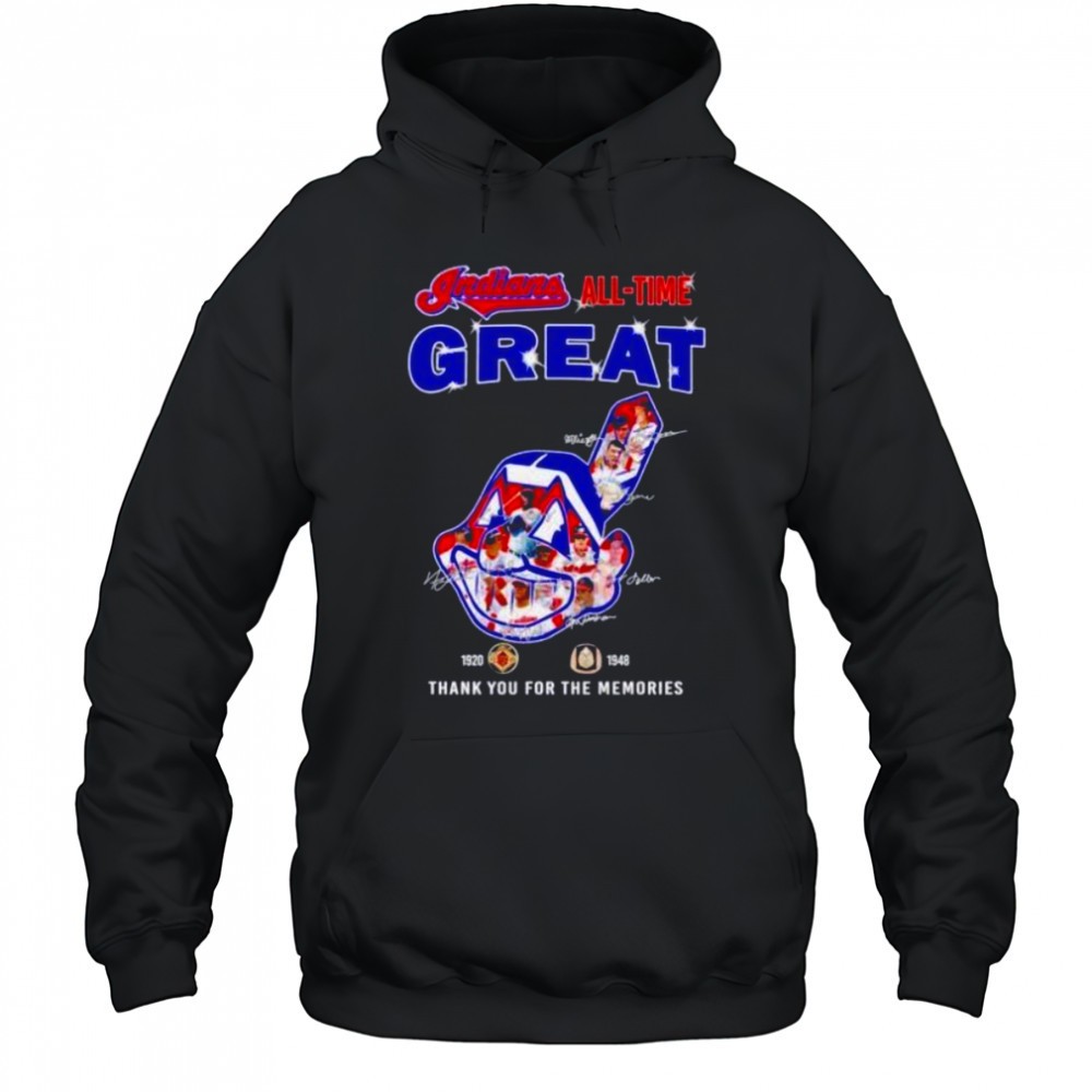 Cleveland Indians all time great 1920 1948 thank you for the memories logo players signature shirt