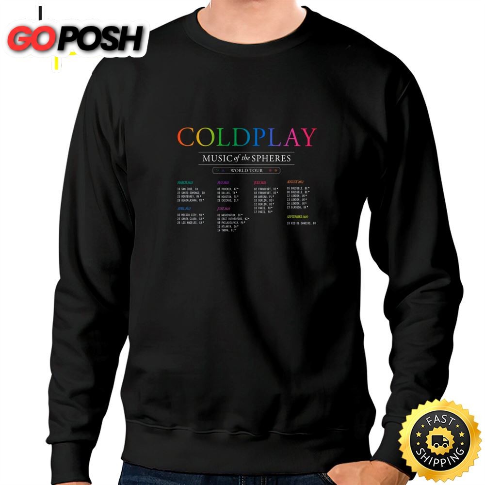 Coldplay Music Of The Spheres American Tour 2025 Unisex Black T-shirt