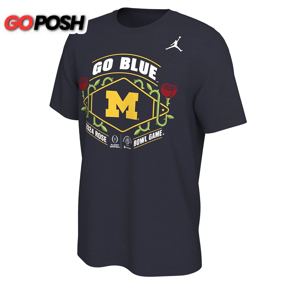 College Football Playoff Jordan 2025 Nfl Michigan Rose Bowl Bound Navy T-Shirt