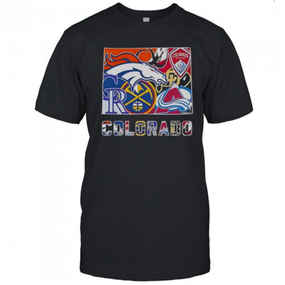 colorado-sports-team-broncos-rapids-rockies-nuggets-buffaloes-and-avalanche-logo-u0bz1z2v Colorado Sports Team Broncos Rapids Rockies Nuggets Buffaloes And Avalanche Logos T-Shirt