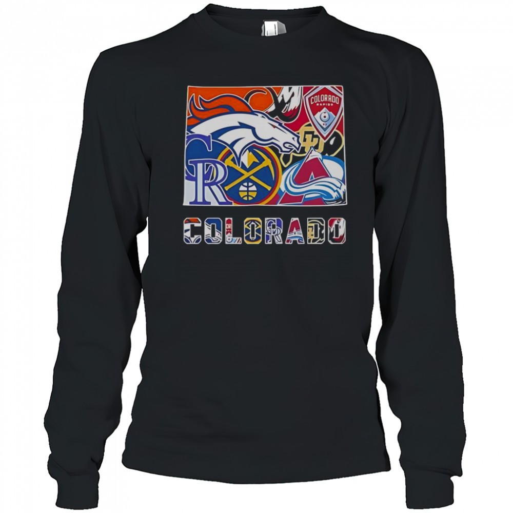 colorado-sports-team-broncos-rapids-rockies-nuggets-buffaloes-and-avalanche-logo-u0bz1z2v Colorado Sports Team Broncos Rapids Rockies Nuggets Buffaloes And Avalanche Logos T-Shirt