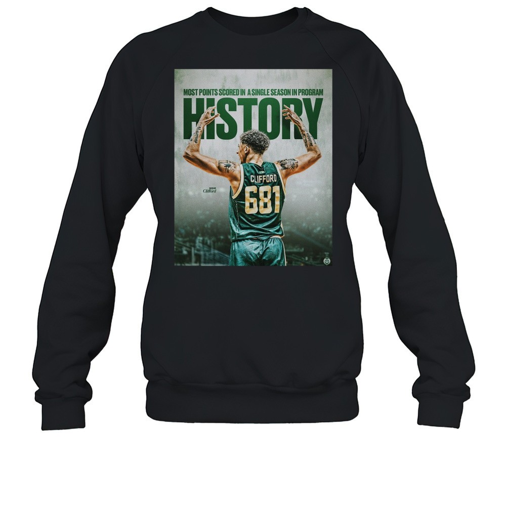 Colorado State Rams Basketball Nique Clifford Most Points Scored In A Single Season In Program History 2025 T-shirt