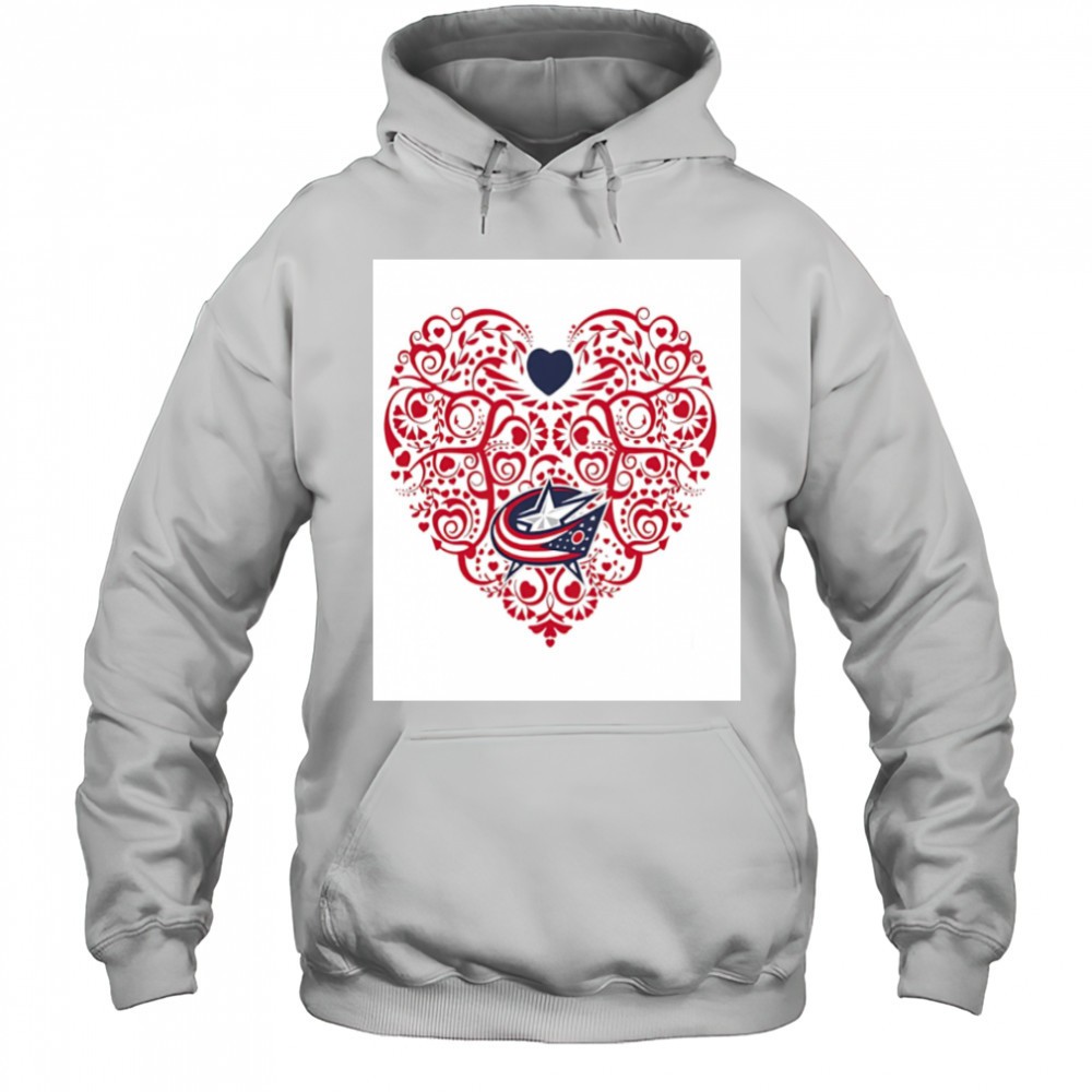 Columbus Blue Jackets Floral Pattern Heart logo shirt