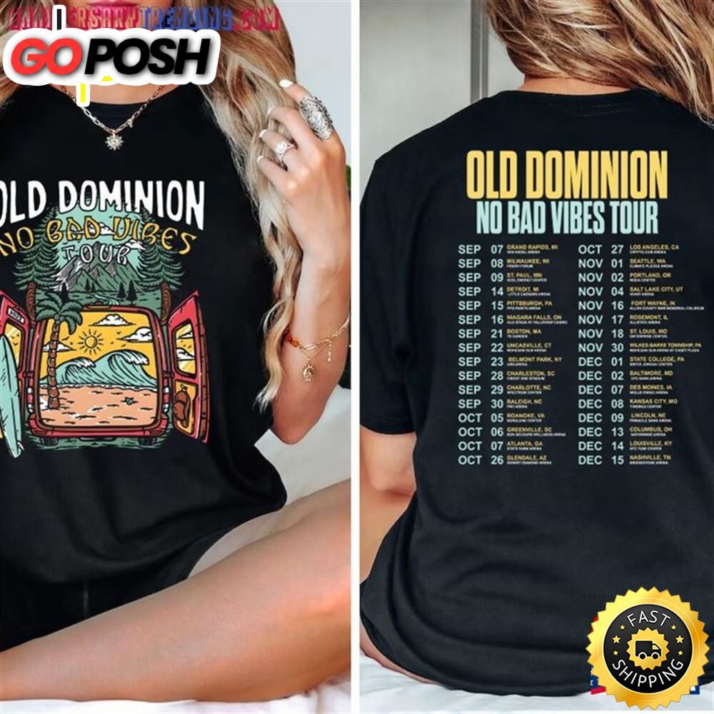 Comfort Color Old Dominion No Bad Vibes Tour 2023 Shirt Concert Both Sides Music