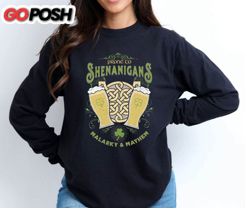 Comfort Colors Shenanigans, Malarkey and Mayhem Irish Drinking Shirt for Saint Patrick’s Day, St. Patty’s Crewneck sweater, sweatshirt, tee